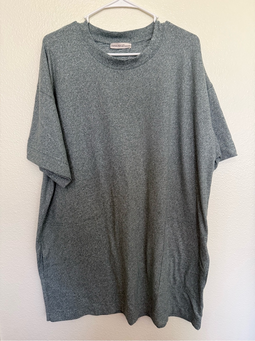 Zenana Soft Melange Hacci T-Shirts Dress - Picture 2 of 5